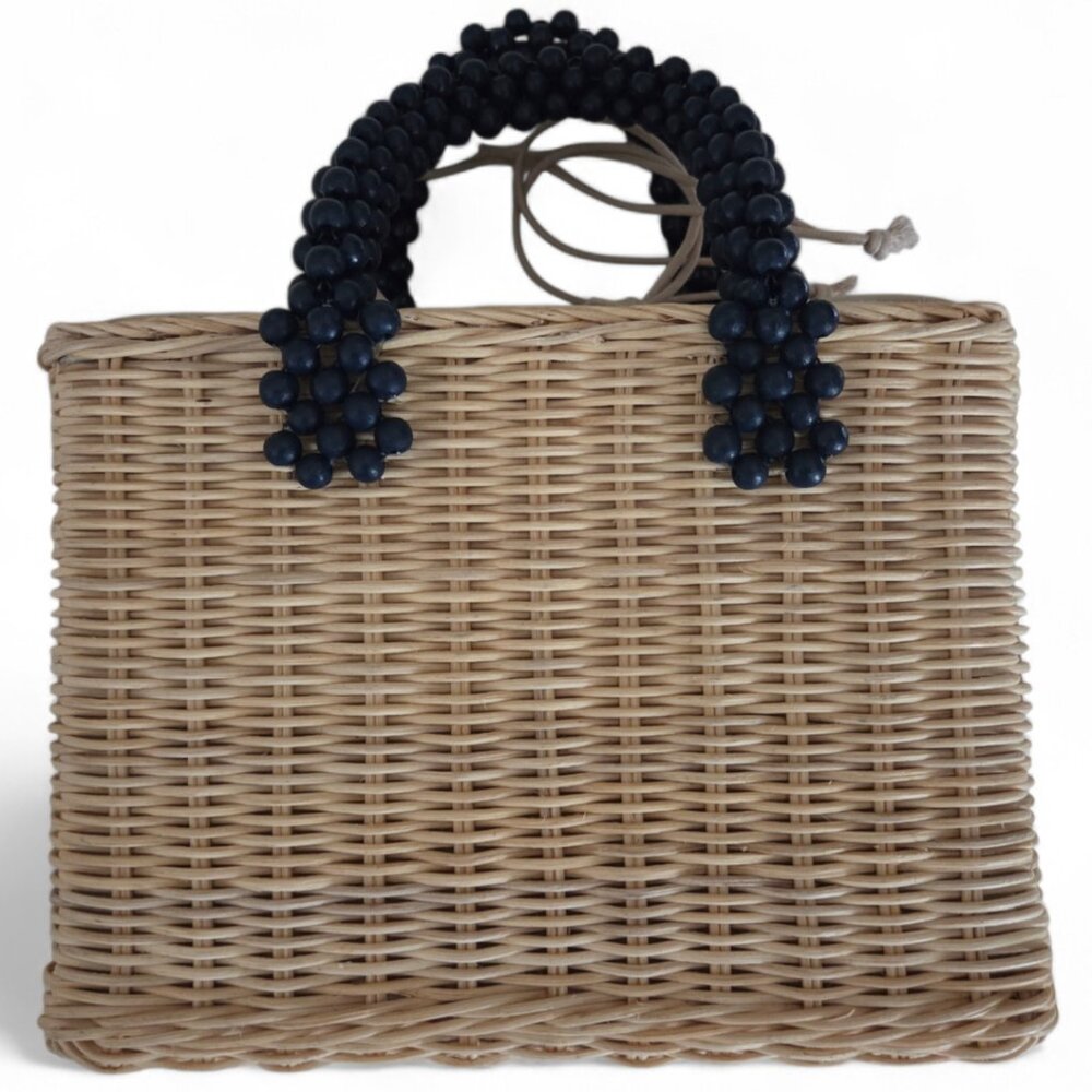 Mark & Graham - Isla - Beaded Handle Wicker Handbag